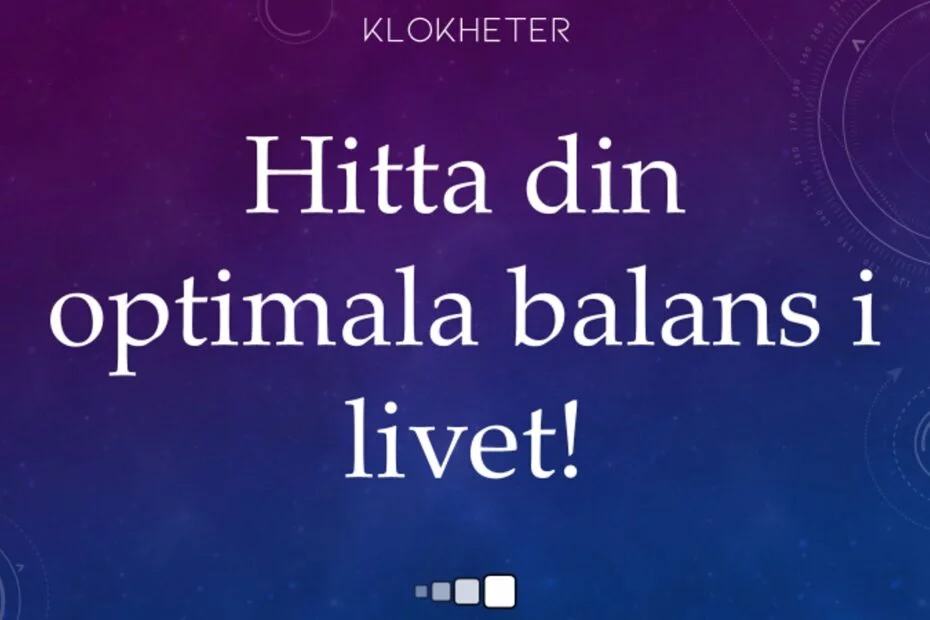hitta din optimala balans i livet